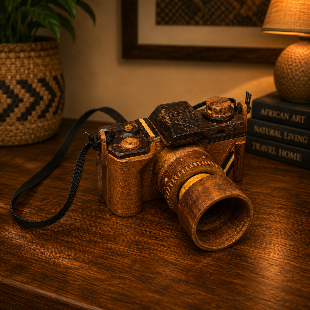 Handcrafted Wooden Vintage Camera
