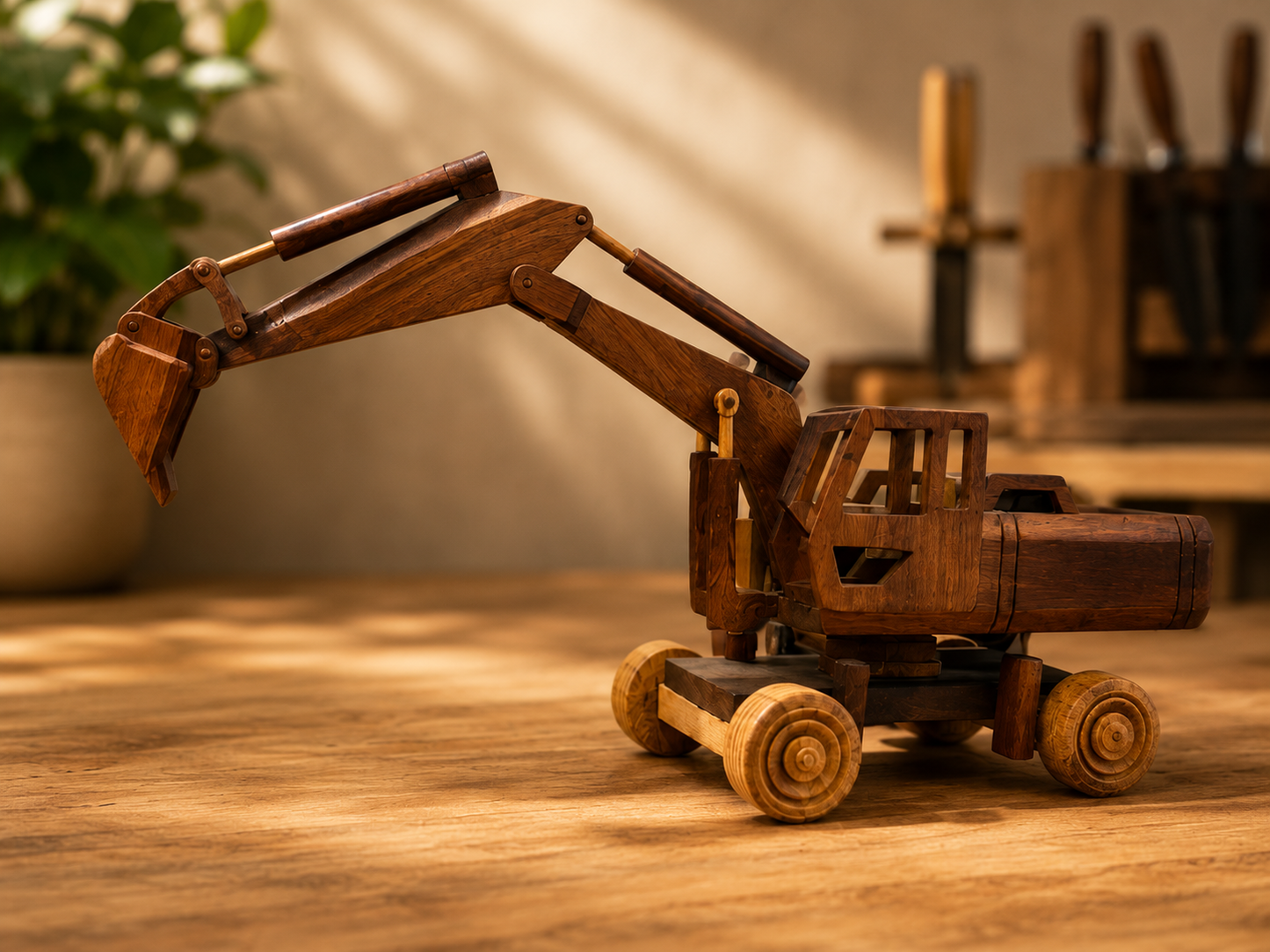 Handcrafted Wooden Construction Vehicles