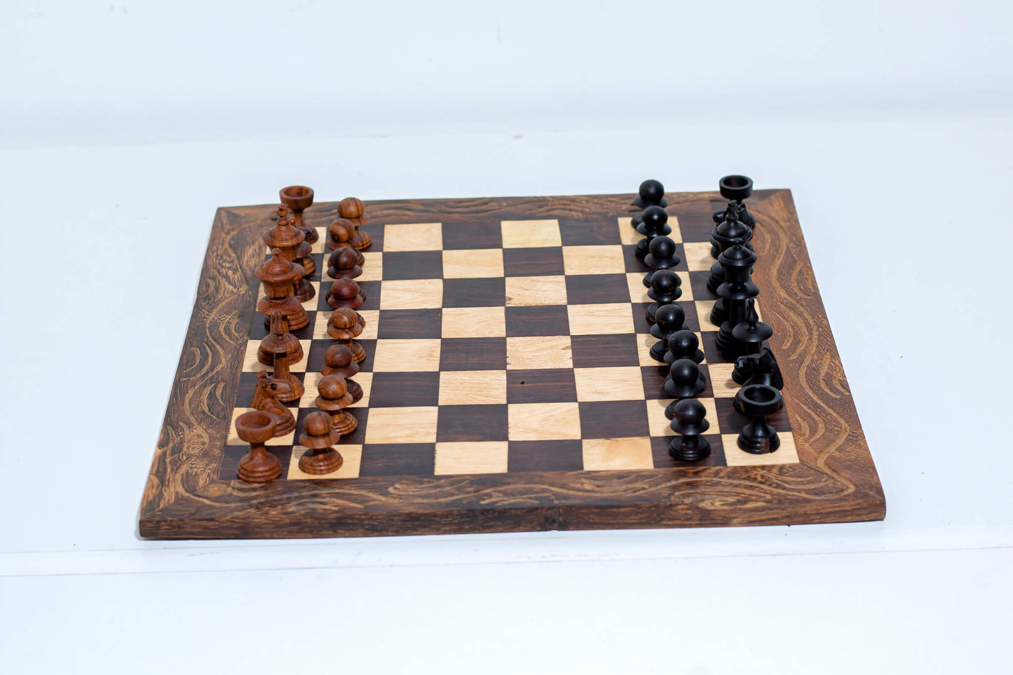Premium Handcrafted African Wooden Chess Set – Solid Board