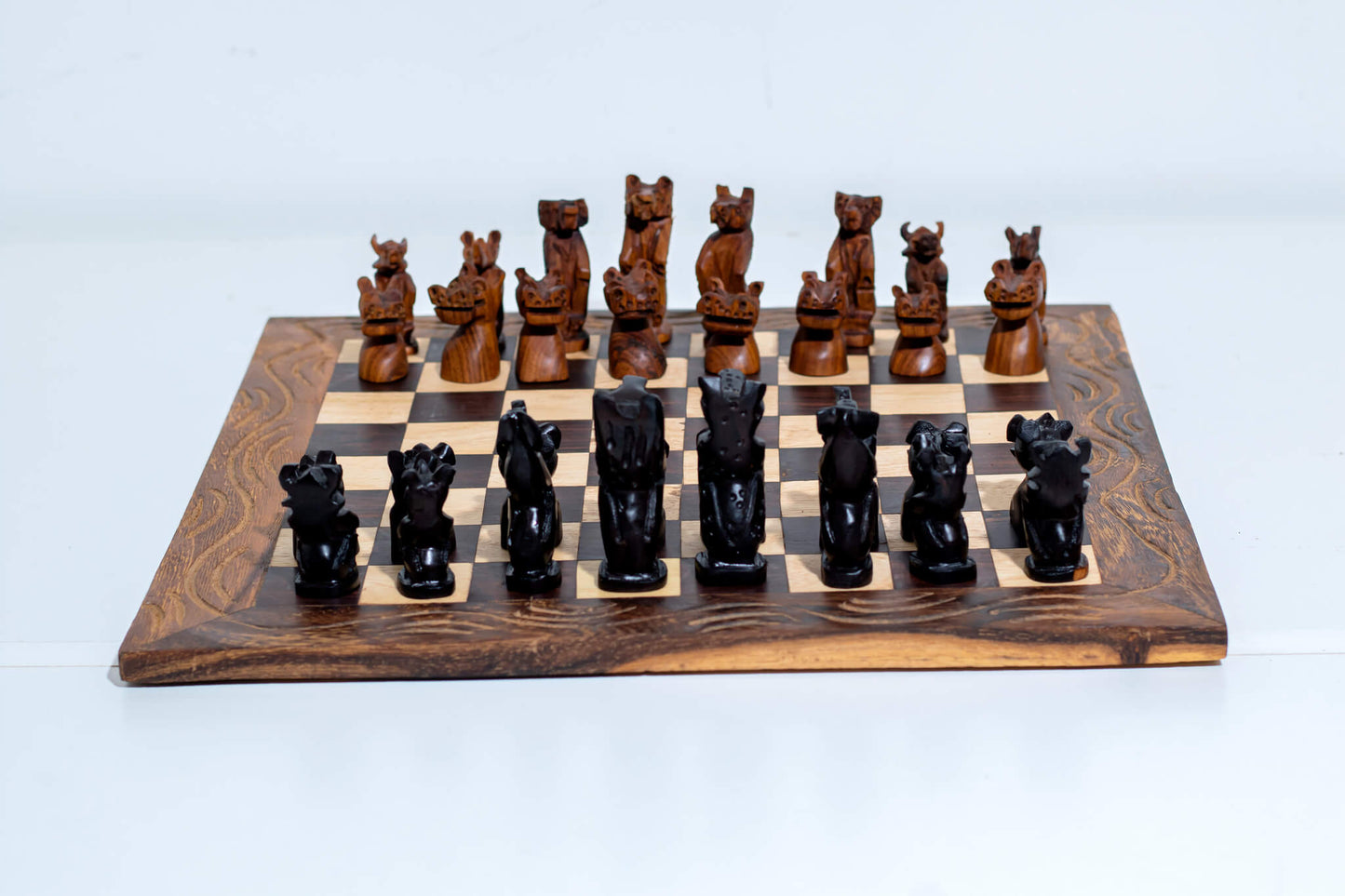 Premium Handcrafted African Wooden Chess Set – Solid Board