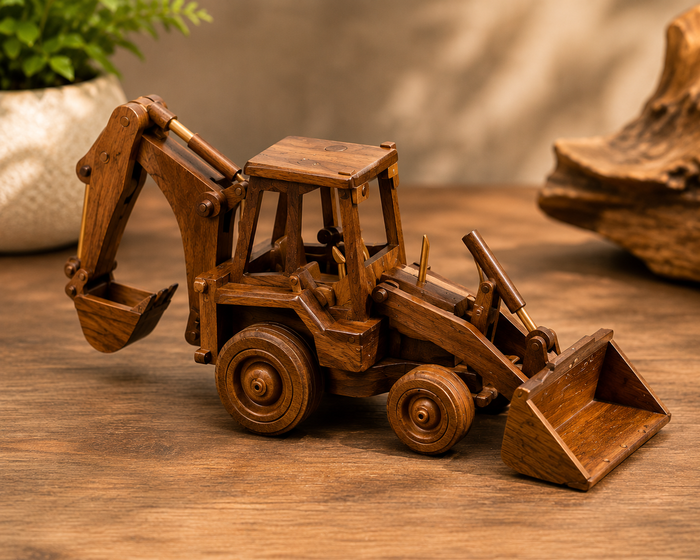 Handcrafted Wooden Construction Vehicles